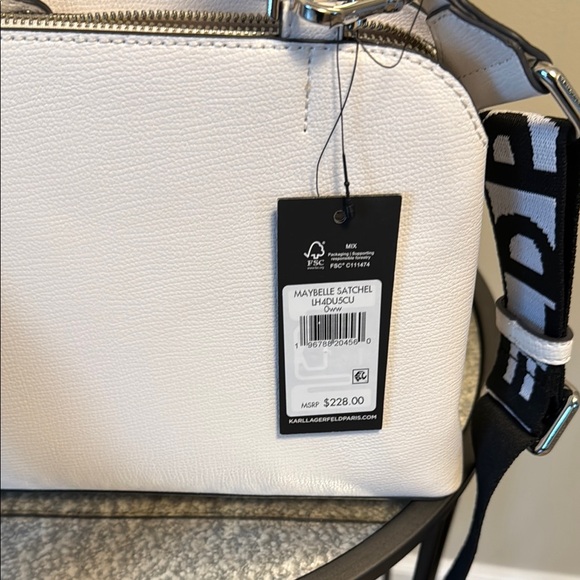Karl Lagerfeld Cream and Black Satchel with Textured Finish - Picture 6 of 7